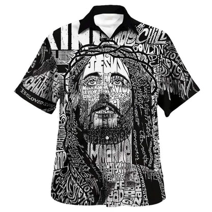 Jesus Christ Portrait Bible Quote Hawaiian Shirt For Men, Christian Hawaiian Shirt, Gift For Christian