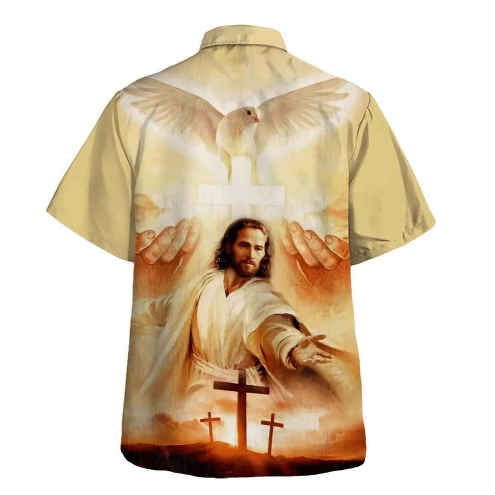 Jesus Christ Reaching Out Hand Hawaiian Shirt For Men, Christian Hawaiian Shirt, Gift For Christian