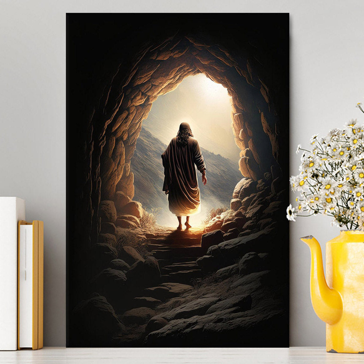 Jesus Christ Rises From Cave Canvas Prints - Religious Canvas Art - Christian Wall Decor