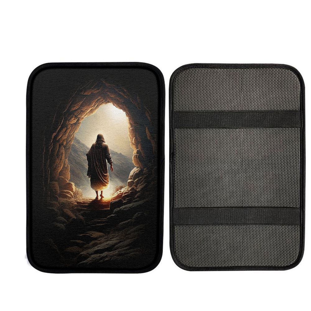 Jesus Christ Rises From Cave Car Center Console Cover, Christ Car Armrest Accessories