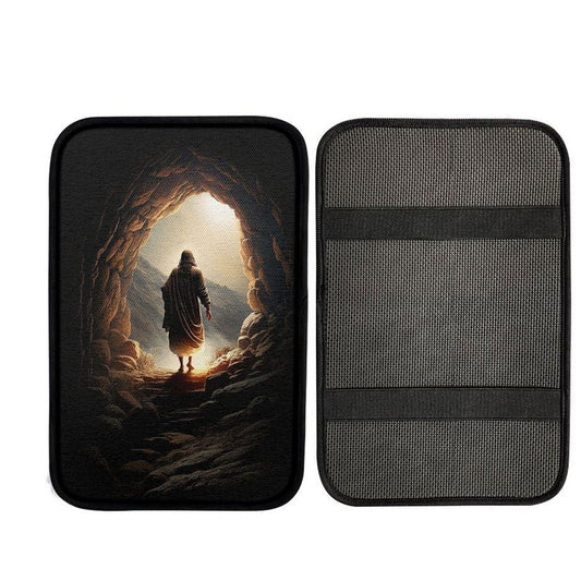 Jesus Christ Rises From Cave Car Center Console Cover, Christ Car Armrest Accessories