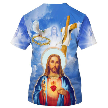 Jesus Christ Sacred Heart All Over Print 3D T-Shirt, Gift For Christian, Jesus Shirt