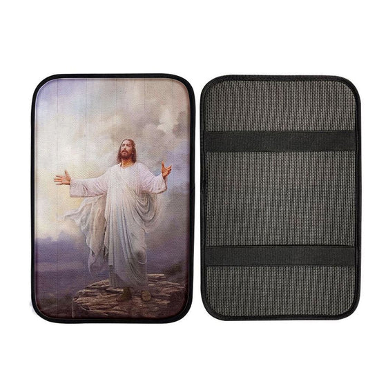 Jesus Christ Spread His Arms Car Armrest Pad - For This Purpose I Have Come Jesus Car Center Console Cover, Christ Car Armrest Accessories