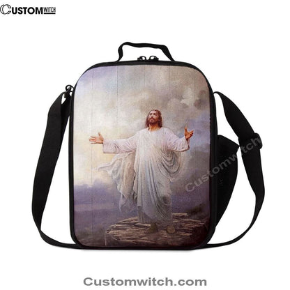 Jesus Christ Spread His Arms Lunch Bag - For This Purpose I Have Come Jesus Lunch Bag, Christian Lunch Box For School, Picnic