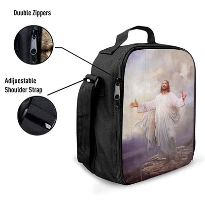 Jesus Christ Spread His Arms Lunch Bag - For This Purpose I Have Come Jesus Lunch Bag, Christian Lunch Box For School, Picnic