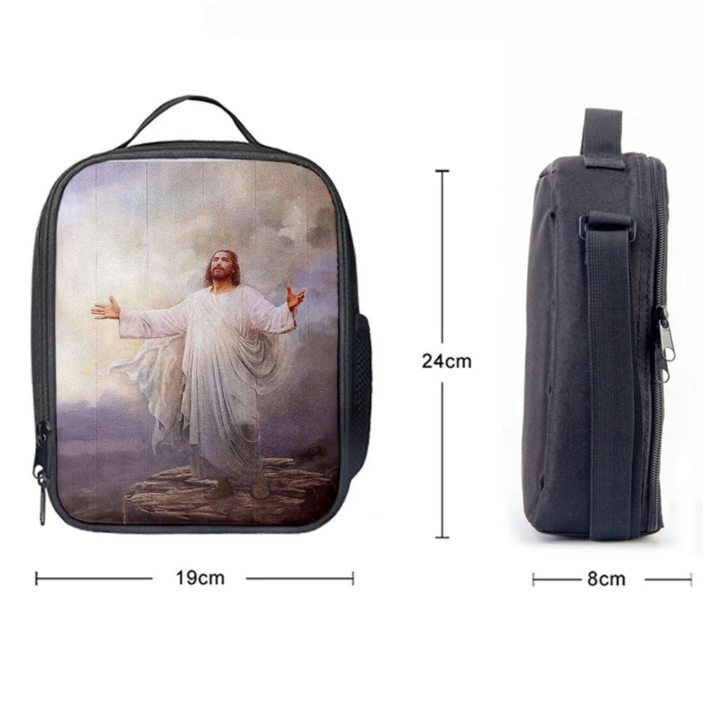 Jesus Christ Spread His Arms Lunch Bag - For This Purpose I Have Come Jesus Lunch Bag, Christian Lunch Box For School, Picnic