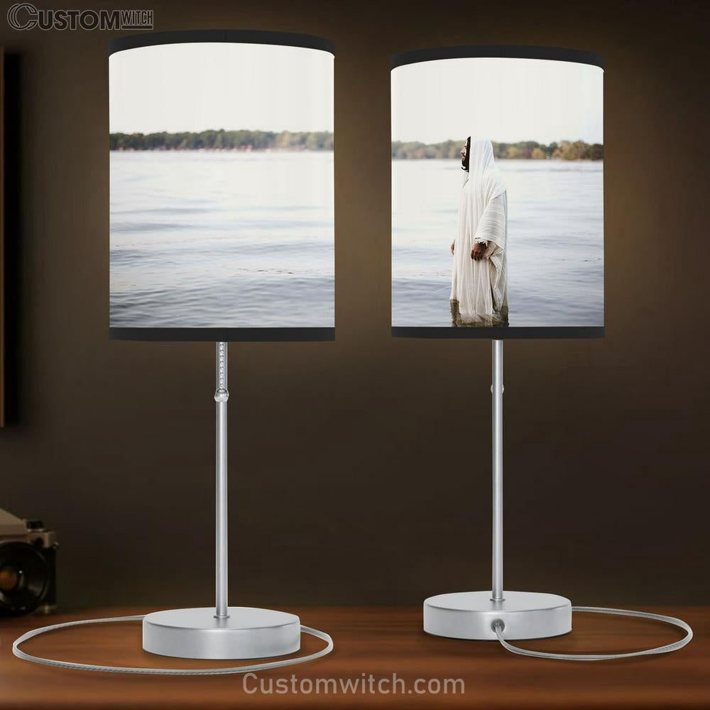 Jesus Christ Standing Water Table Lamb Pictures - Faith Art - Christian Table Lamb Gift Decor