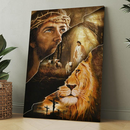 Jesus Christ The Lion Of Judah The Lamb Of God Canvas, Christmas Gift for Christian