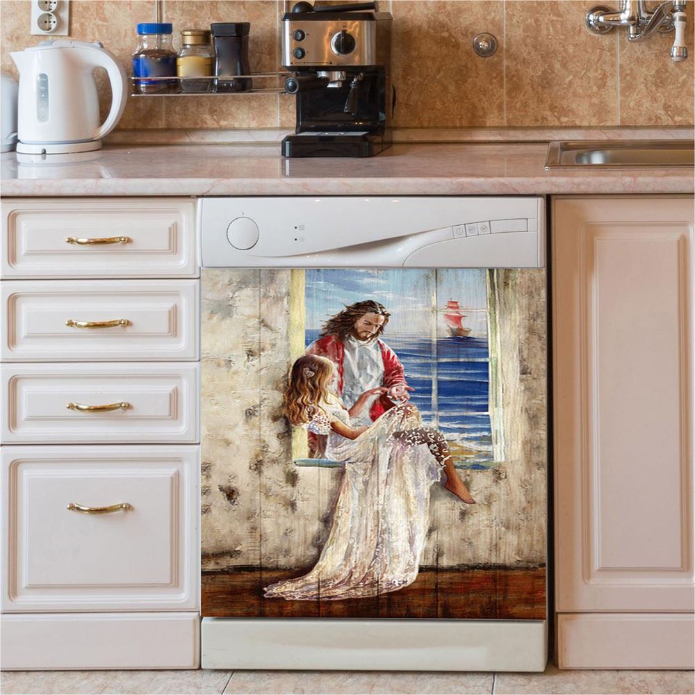 Jesus Christ The Lion Of Judah Warrior Of Christ Dishwasher Cover, Jesus Portrait Dishwasher Stickers, Christian Kitchen Decor