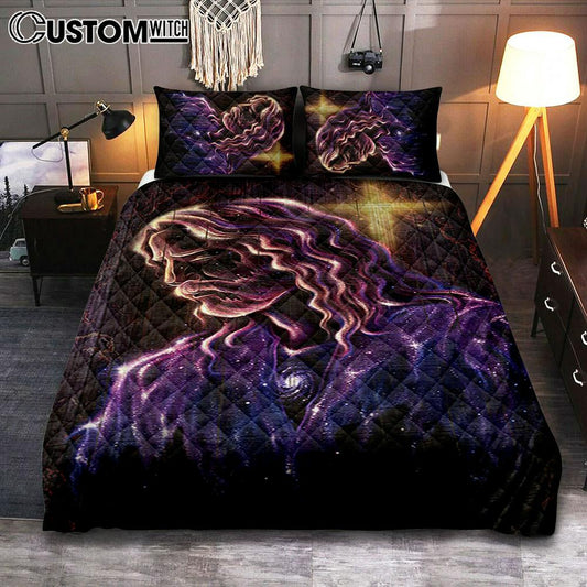 Jesus Christ The Redeemer Bedroom Quilt Bedding Set - Jesus Portrait Quilt Bedding Set Prints - Christian Bedroom