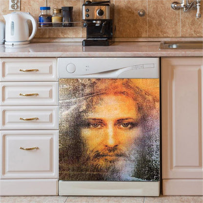 Jesus Christ The Redeemer Dishwasher Cover, Jesus Portrait Dishwasher Stickers, Christian Kitchen Decor
