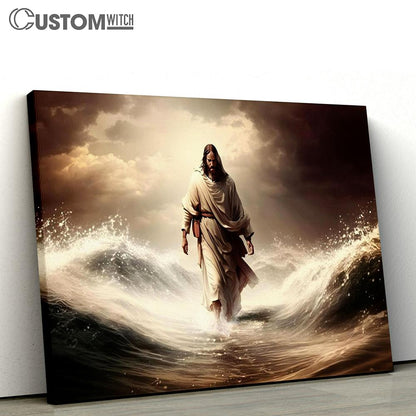 Jesus Christ Walking On Water Canvas Pictures - Faith Art - Christian Canvas Wall Art Decor
