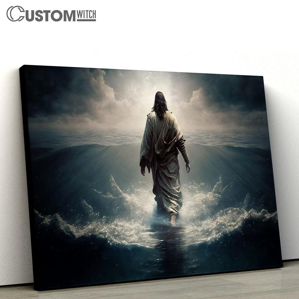 Jesus Christ Walking Water Canvas Pictures - Faith Art - Christian Canvas Wall Art Decor