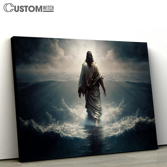 Jesus Christ Walking Water Canvas Pictures - Faith Art - Christian Canvas Wall Art Decor