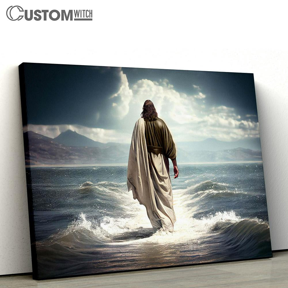Jesus Christ Walking Water Sea Canvas Pictures - Faith Art - Christian Canvas Wall Art Decor
