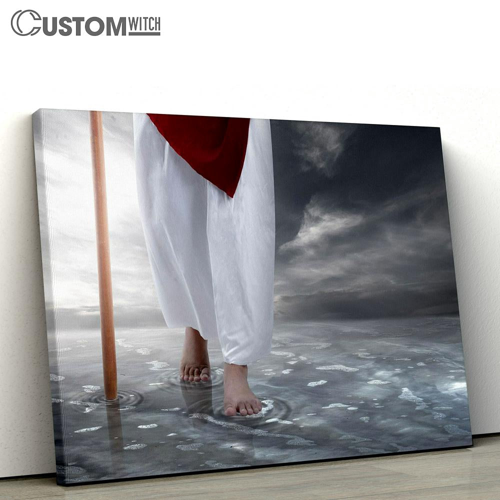 Jesus Christ Walking With Stick Water Canvas Pictures - Faith Art - Christian Canvas Wall Art Decor