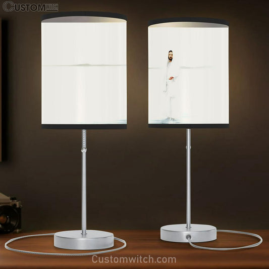 Jesus Christ Walks On Water - White Jesus - Come And See Blue Table Lamb Gift - Christian Bedroom Decor - Religious Art