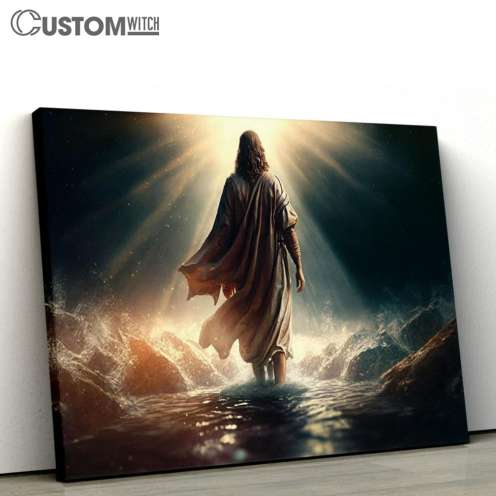 Jesus Christ Walks Water Religious Canvas Pictures - Faith Art - Christian Canvas Wall Art Decor