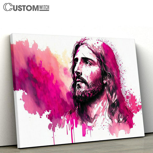 Jesus Christ Watercolor Portrait Canvas Pictures - Faith Art - Christian Canvas Wall Art Decor