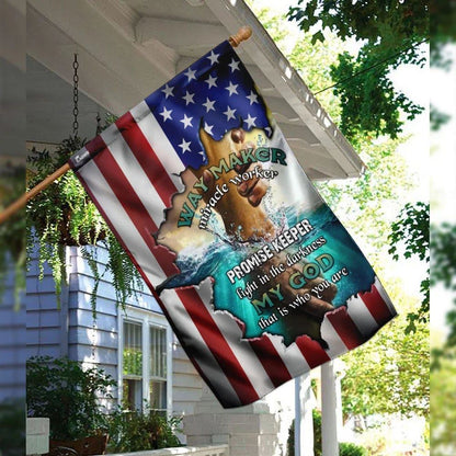 Jesus Christ Way Maker Miracle Worker House Flags, Christian Flag, Scripture Flag, Garden Banner