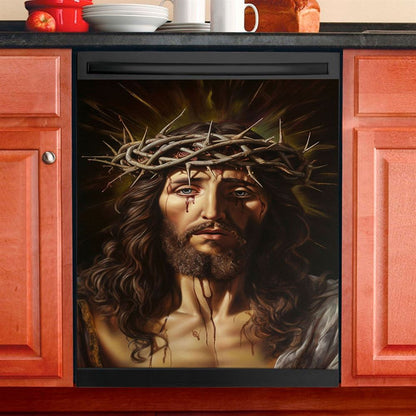 Jesus Christ Wears Crown Of Thorn Dishwasher Cover, Jesus Dishwasher Stickers, Jesus Kitchen Decor