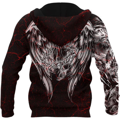 Jesus Christ Wings Tattoo God 3D Hoodie For Man And Women, Jesus Printed 3D Hoodie
