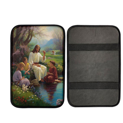 Jesus Christ With Children Car Center Console Cover, Christ Car Armrest Accessories
