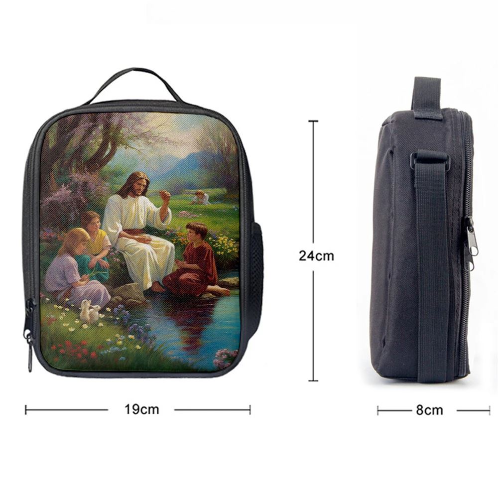 Jesus Christ With Children Lunch Bag, Christian Lunch Box For School, Picnic