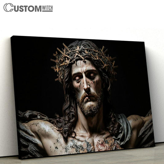 Jesus Christ With Crown Thorns Canvas Pictures - Faith Art - Christian Canvas Wall Art Decor