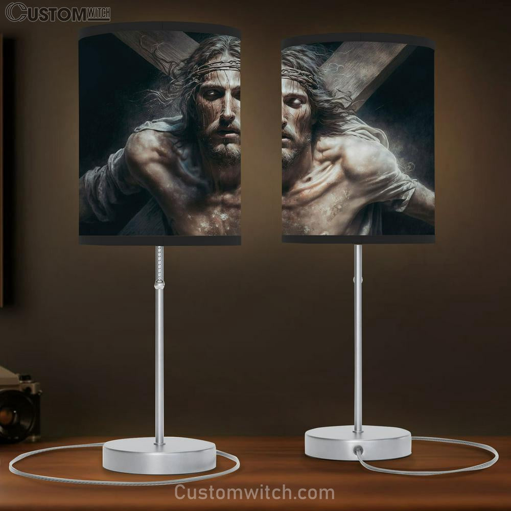 Jesus Christ With Crown Thorns Crucification Resurrection Table Lamb Pictures - Faith Art - Christian Table Lamb Gift Decor