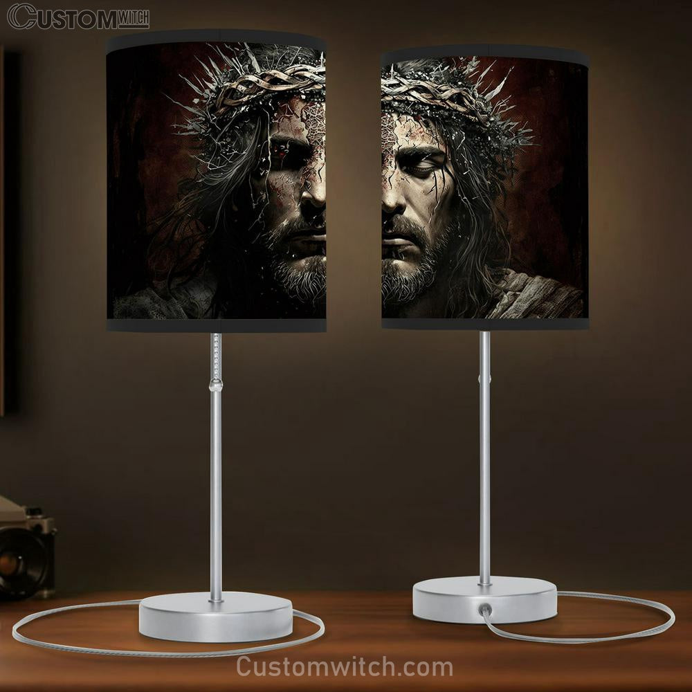 Jesus Christ With Crown Thorns Easter Crucification Resurrection Table Lamb Pictures - Faith Art - Christian Table Lamb Gift Decor