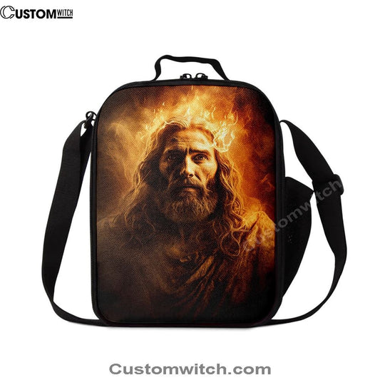 Jesus Christ With Fire Lunch Bag, Christian Lunch Box For School, Picnic