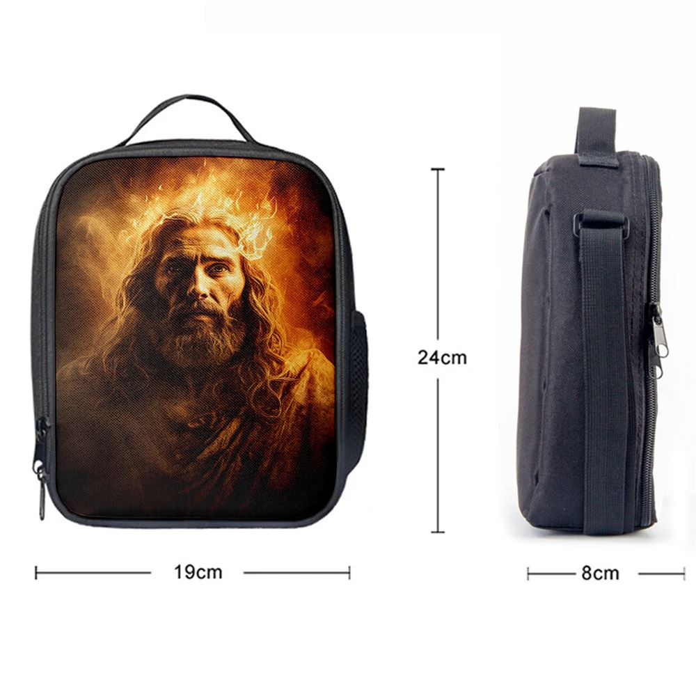 Jesus Christ With Fire Lunch Bag, Christian Lunch Box For School, Picnic