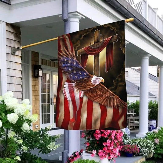 Jesus Christian American Eagle Flag, Outdoor Christian House Flag, Christian Flag, Scripture Flag, Garden Banner