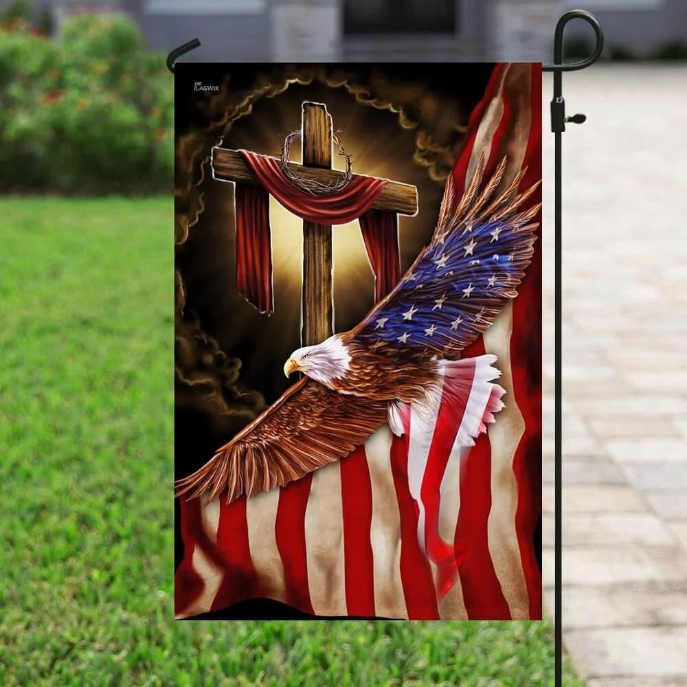 Jesus Christian American Eagle Flag, Outdoor Christian House Flag, Christian Flag, Scripture Flag, Garden Banner