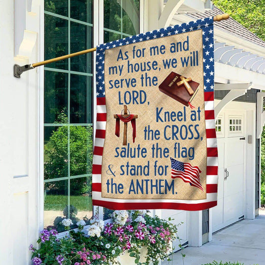 Jesus Christian Cross American Flag, As For Me And My House We Will Serve The Lord House Flags, Christian Flag, Scripture Flag, Garden Banner