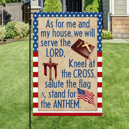 Jesus Christian Cross American Flag, As For Me And My House We Will Serve The Lord House Flags, Christian Flag, Scripture Flag, Garden Banner