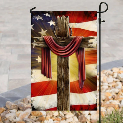 Jesus Christian Cross American Flag, Outdoor Christian House Flag, Christian Flag, Scripture Flag, Garden Banner