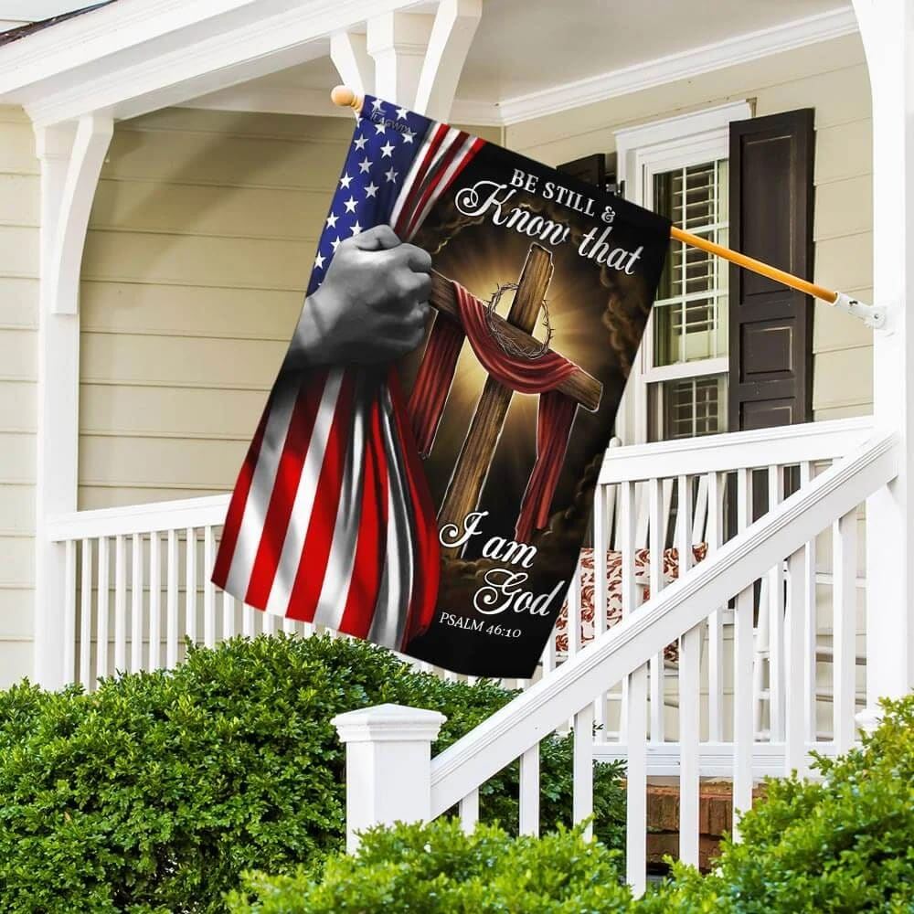 Jesus Christian Cross Be Still And Know That I Am God American House Flags, Christian Flag, Scripture Flag, Garden Banner