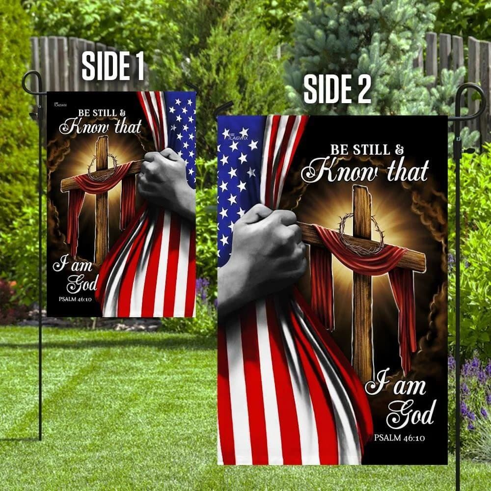 Jesus Christian Cross Be Still And Know That I Am God American House Flags, Christian Flag, Scripture Flag, Garden Banner