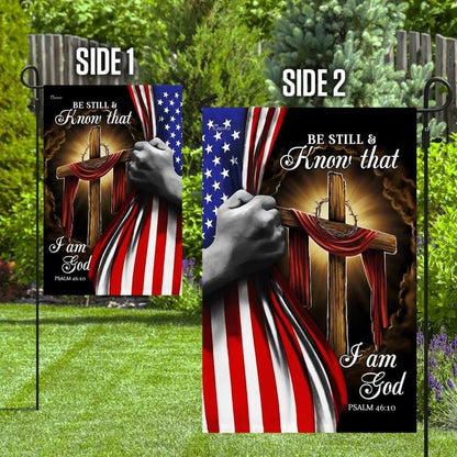 Jesus Christian Cross Be Still And Know That I Am God American House Flags, Christian Flag, Scripture Flag, Garden Banner