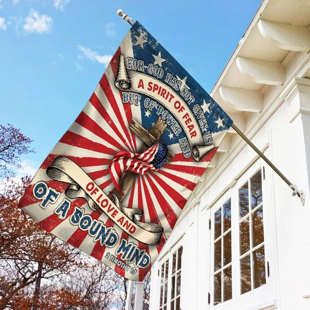 Jesus Christian For God Has Not Given Us Flag, Outdoor Christian House Flag, Christian Flag, Scripture Flag, Garden Banner