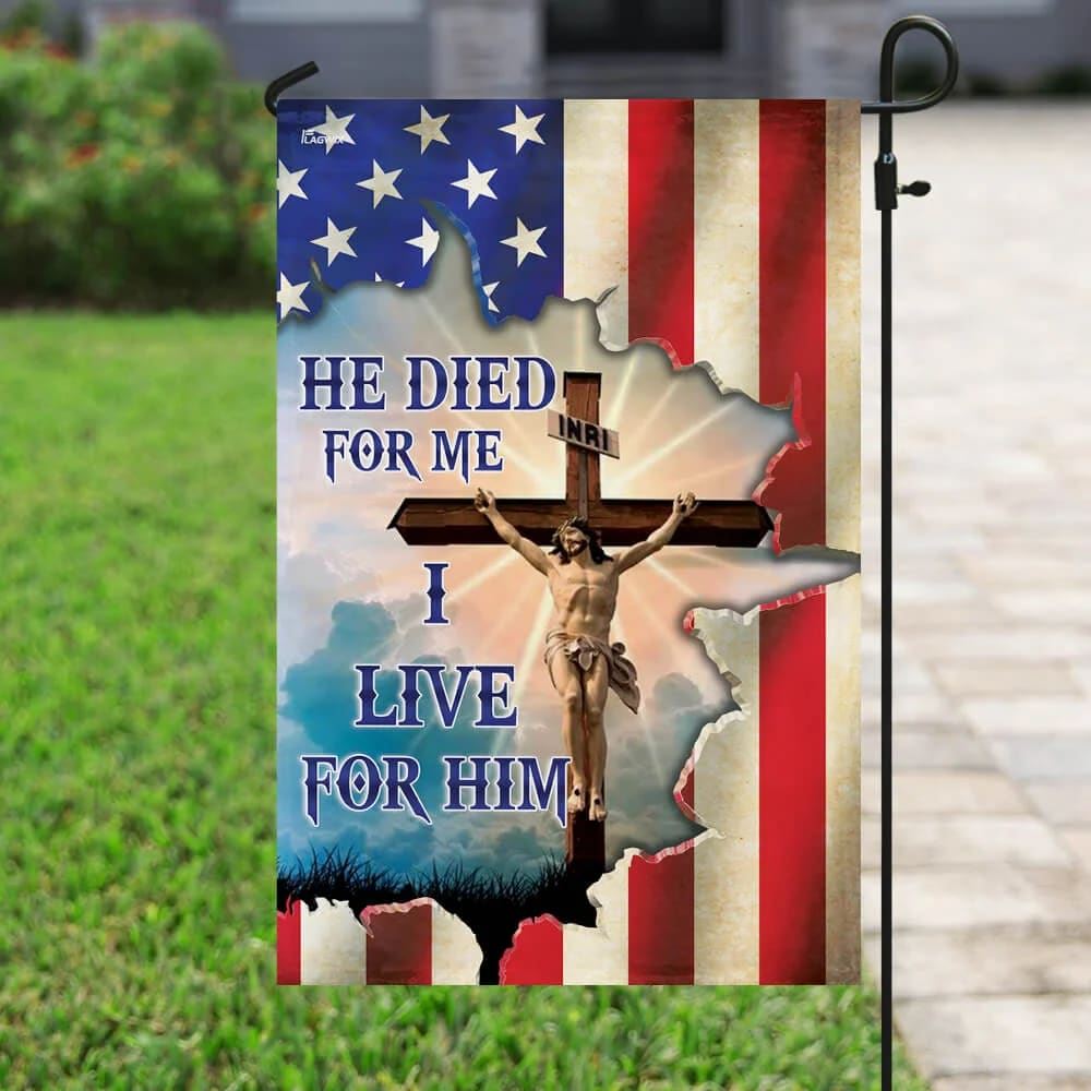 Jesus Christian He Died For Me I Live For Him House Flag, Christian Flag, Christian Flag, Scripture Flag, Garden Banner