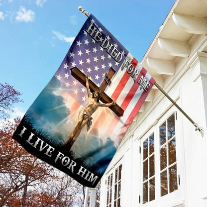Jesus Christian He Died For Me I Live For Him House Flags, Christian Flag, Scripture Flag, Garden Banner