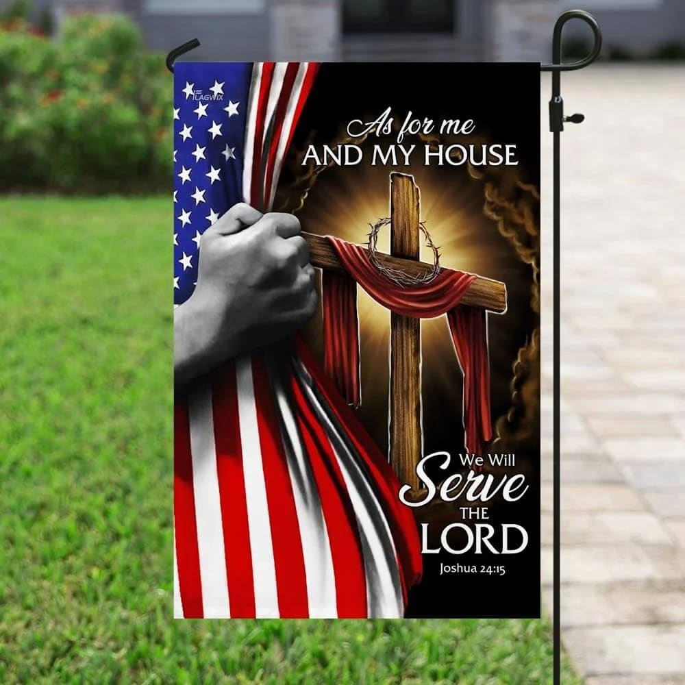 Jesus Christian House Flags We Will Serve The Lord, Christian Flag, Scripture Flag, Garden Banner