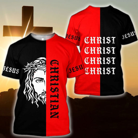 Jesus Christian Pablo Vibe Black And Red Color Jesus All Over Print 3D T-Shirt, Gift For Christian, Jesus Shirt