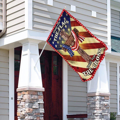 Jesus Christian Stand For The House Flags Kneel For The Cross American US House Flags, Christian Flag, Scripture Flag, Garden Banner