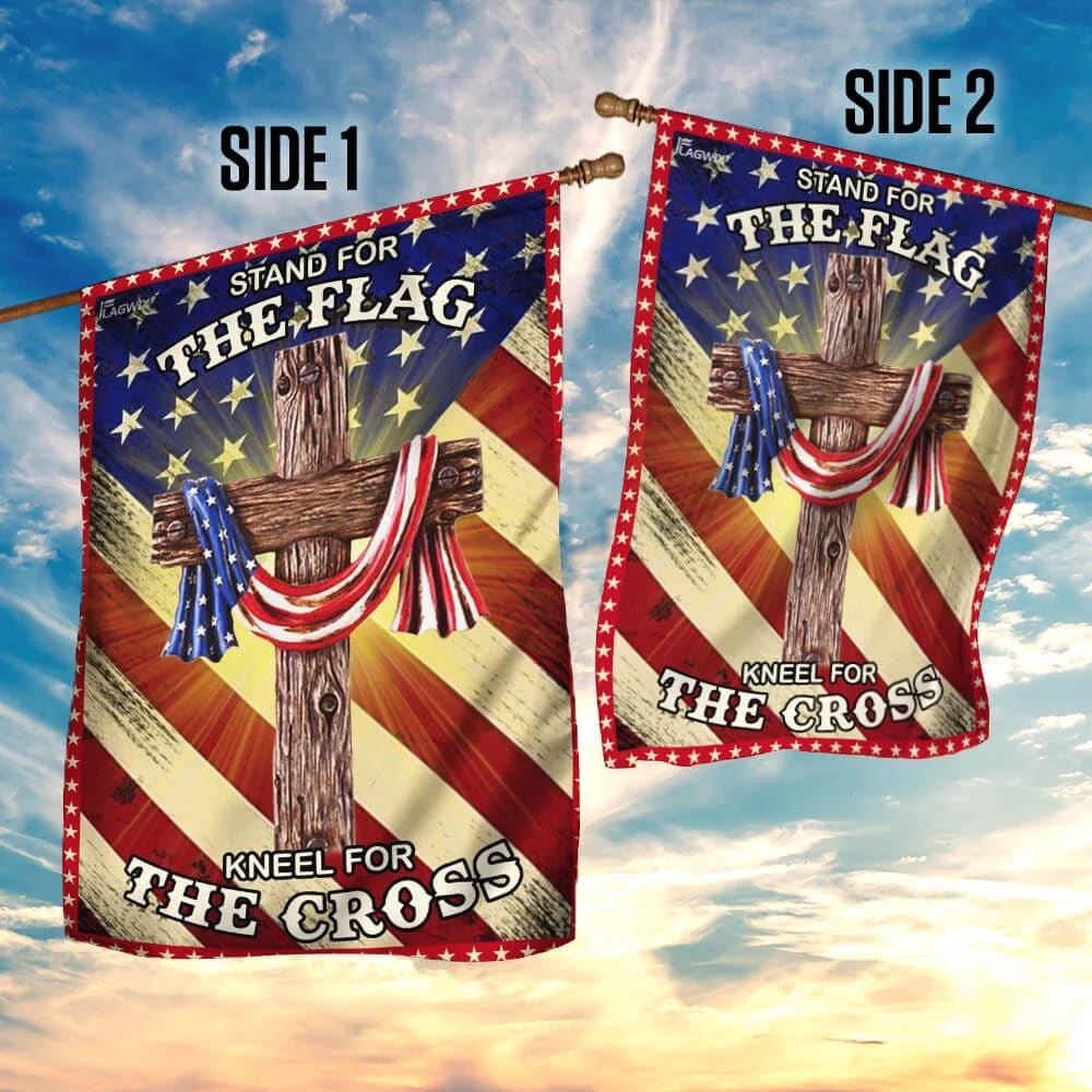 Jesus Christian Stand For The House Flags Kneel For The Cross American US House Flags, Christian Flag, Scripture Flag, Garden Banner