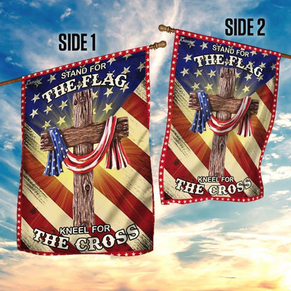 Jesus Christian Stand For The House Flags Kneel For The Cross American US House Flags, Christian Flag, Scripture Flag, Garden Banner