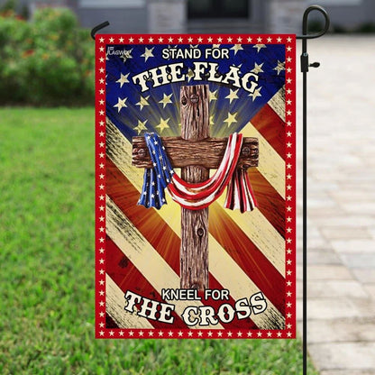 Jesus Christian Stand For The House Flags Kneel For The Cross American US House Flags, Christian Flag, Scripture Flag, Garden Banner